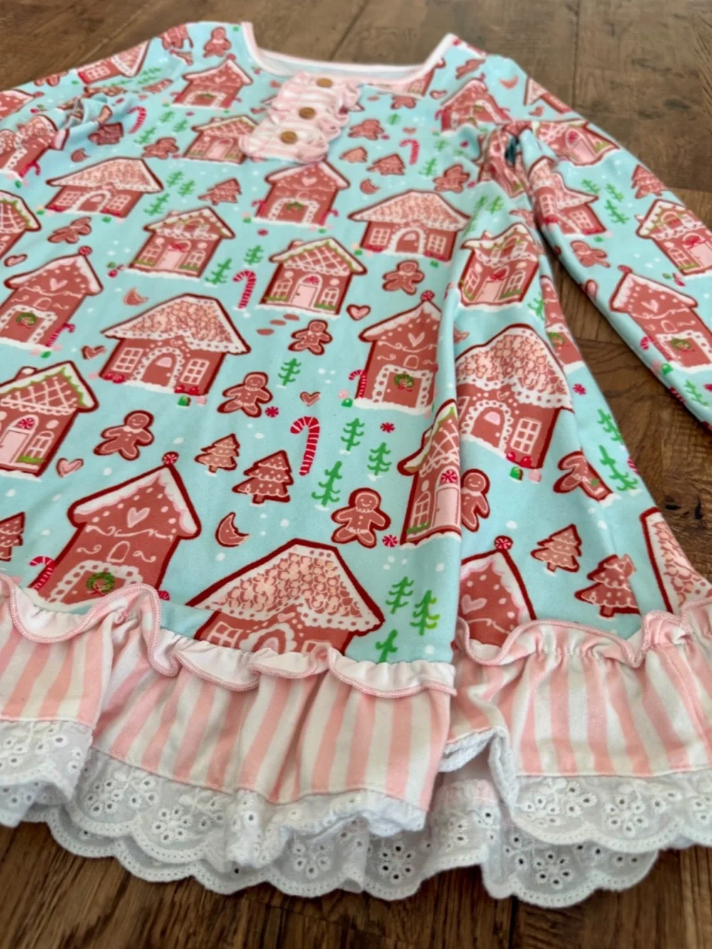 Sweet Honey‎ Gingerbread Nightgown Bloomer Set Gown Short Ruffles Size 6 C